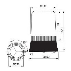 Gyrophares orange montage standard iso b2 y b1 12 volts H1 diámyro 160mm