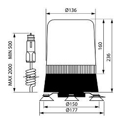 Gyrophares magnétique orange 24 voltios H1 diámyro 177mm