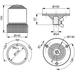 Gyrophares orange montage standard iso DIN A ou B 12/24 voltios H1 diámyro 150mm