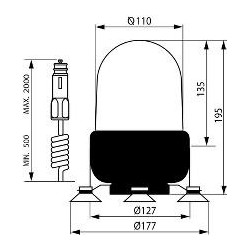 Gyrophares magnétique orange 12/24 voltios H1 diámyro 110mm