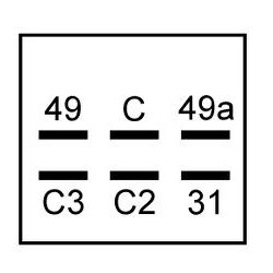 Centrale clignotante 12 volts / 6 terminals / W 2+1+1 / 8x21