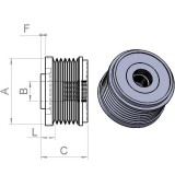 Freewheel pulley for alternator VALEO TG12C013 / TG12C016 / TG12C109