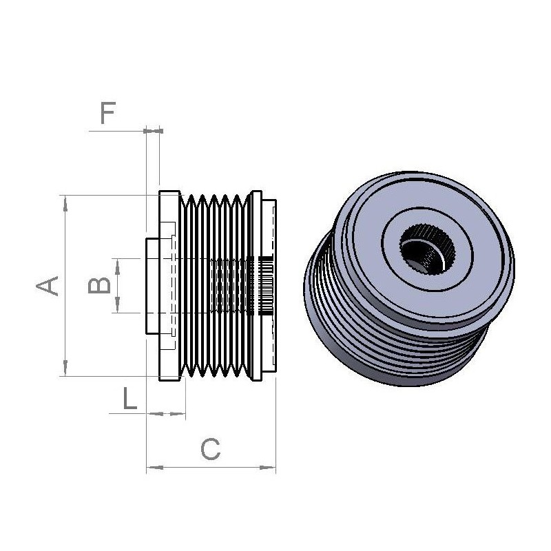 Freewheel pulley for alternator BOSCH 0123320047 / 0123320062 / 0123510044