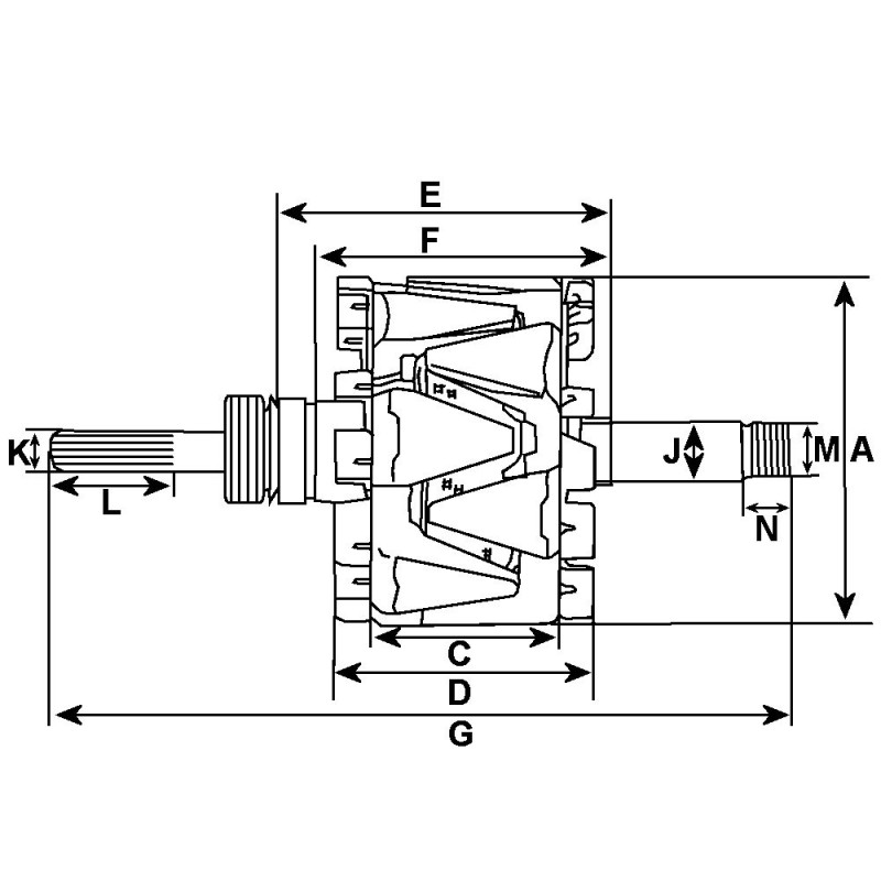 Rotor for alternator BOSCH 0120400522 / 0120400524 / 0120400568 Rotor for alternator BOSCH 0120400522 / 0120400524 / 0120400568
