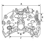 Piastra diodi per l'alternatore Bosch 0124225001 / 0124225002 / 0124225004
