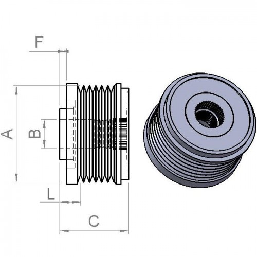 Freewheel pulley for alternator MITSUBISHI A3TJ2481/ a3tj2481ze / a4tj0282