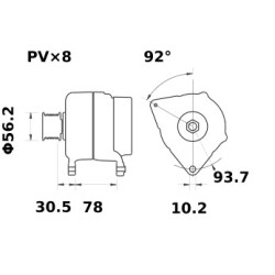Alternator MAHLE MG74 /  IA1212 / AAK5807 / AAK5758 / AAK5583 / 11204467 / 11204215 / 11204115 /