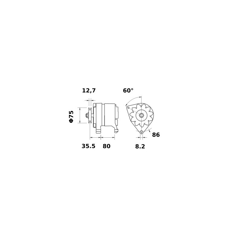 Alternator MAHLE AAK1345 / IA0505 / 11201505 / MG207 /