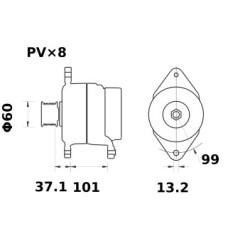 Alternatore MAHLE MG225 / 72735224 / CLAAS 0087565015 / ISKRA 11203576 / 11204525 / AAN567 