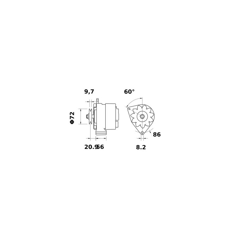 Alternatore marchio MAHLE MG283 / IA0504 / AAK1344 / 11201504