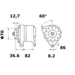 Alternateur marque MAHLE/ISKRA / MG348 / 11201396 / 11201913 / AAK3320 / IA0913