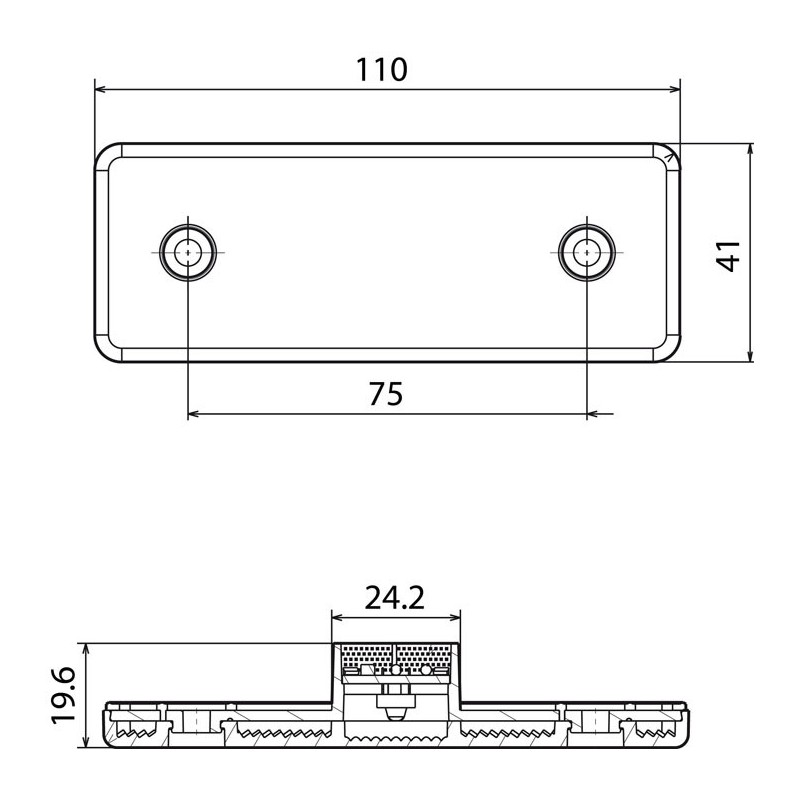 LED Side Marker Lamp 24V - e-approval rectangular