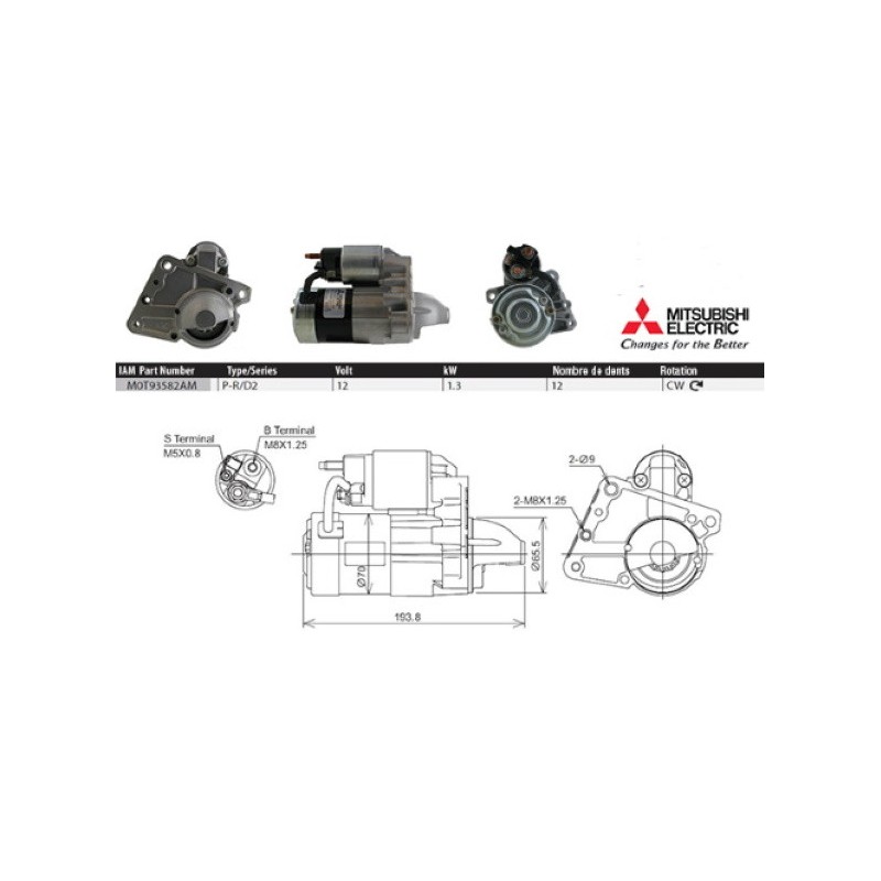 Anlasser MITSUBISHI M000T93582 / M0T93582