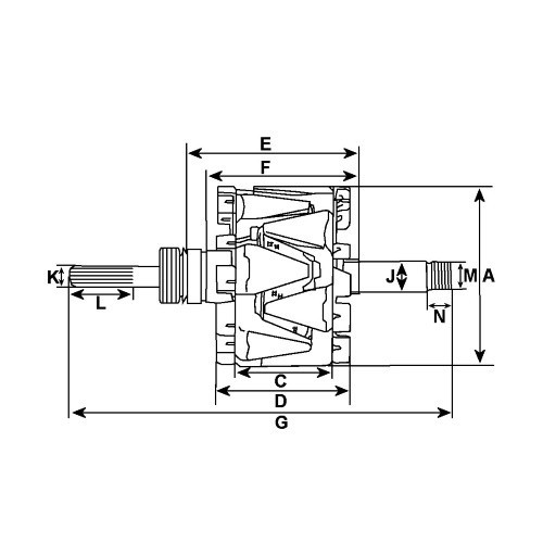 Rotor for alternator VALEOTG17C010 / TG17C011/ TG17C020 / TG17C032