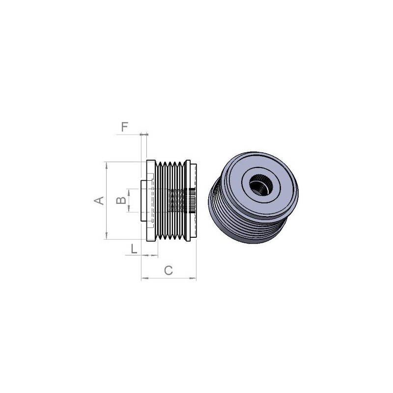 Freewheel Pulley for alternator replacing F-551657.01 / F-551657.02 / F-551657.03