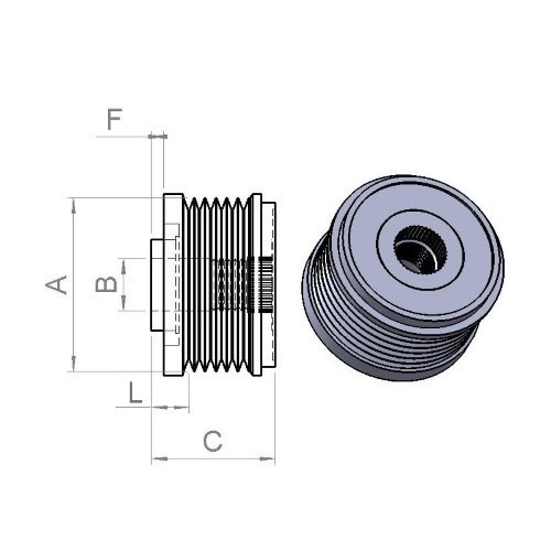 Freewheel pulley INA for alternator BOSCH 0121715029 / 0121715129 / 0124625014