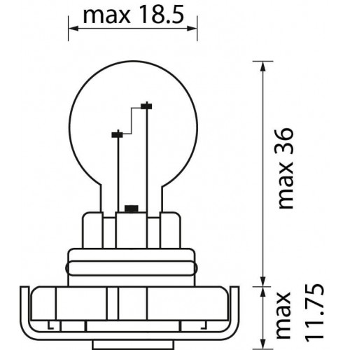Autolampe orange 12 volts / 24 watts / Socket type PG20/4