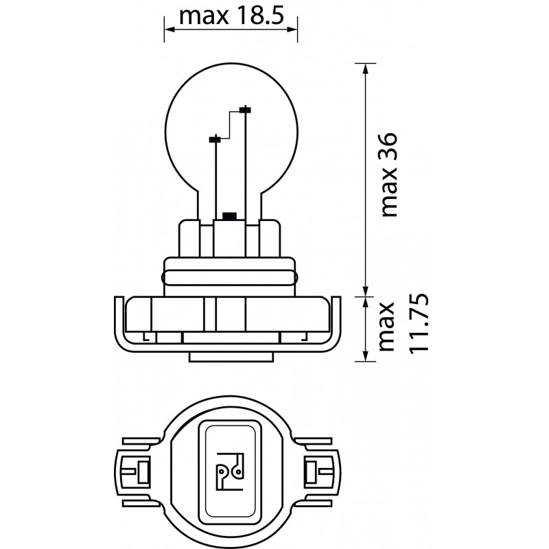 Bulb orange 12 volts / 24 watts / Socket type PG20/4