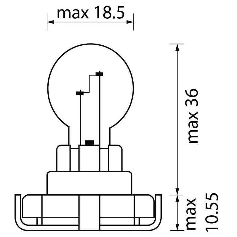 Autolampe orange 12 volts / 24 watts / Socket type PGU20/4