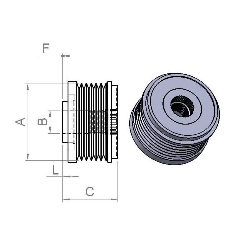 Poulie débrayable pour alternateur Mitsubishi A003TN2481A / A3TN2481A