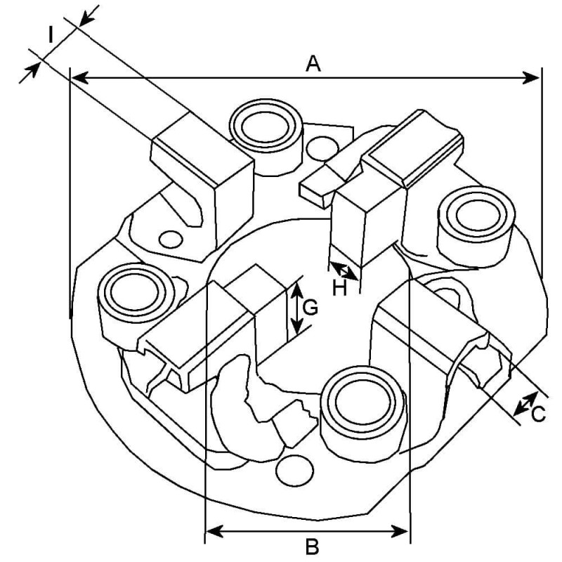 portaescobillas para motor de arranque Valéo D13HP605 / D13HP607 / D13HP608