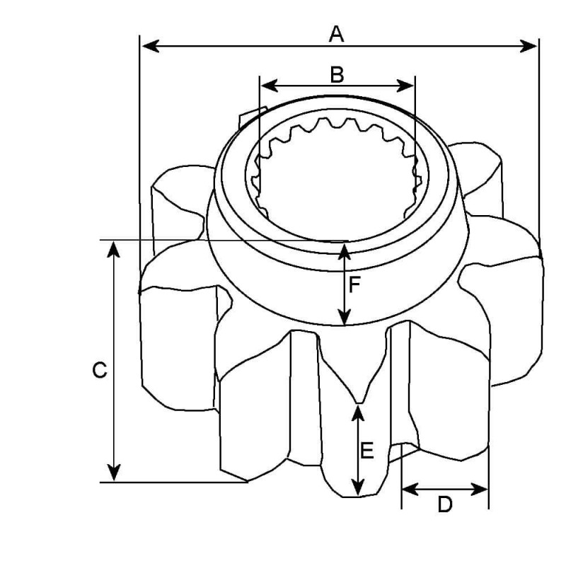 Pinion for starter Mitsubishi M002T56071 / M002T56072 / M002T56081 Pinion for starter Mitsubishi M002T56071 / M002T56072 / M002T56081