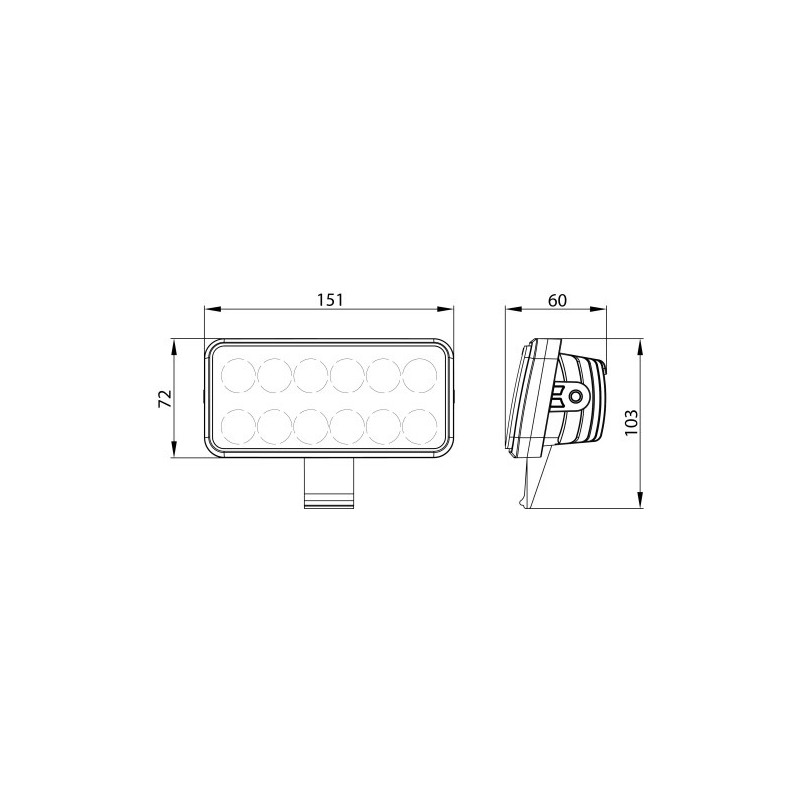 LED Arbeitslampe W 36, Amp. 2.20/1.05, Volt 10-30