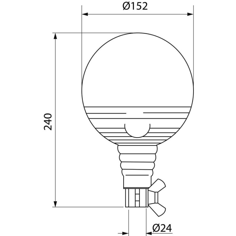 Gyrophares boule orange 24 volts H1 montaggioiso din a