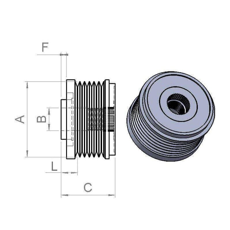 Poulie débrayable pour alternateur Denso 102211-5600 / 102211-5670 / 104210-8020 Poulie débrayable pour alternateur Denso 102211-5600 / 102211-5670 / 104210-8020