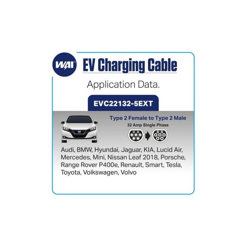 Câble 32 AMP Monofásico 2F TO 2M  para véhicules électriques