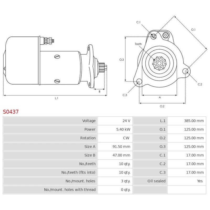 Starter replacing 4774976 / 47749764 / AZK5465 / 0001416029