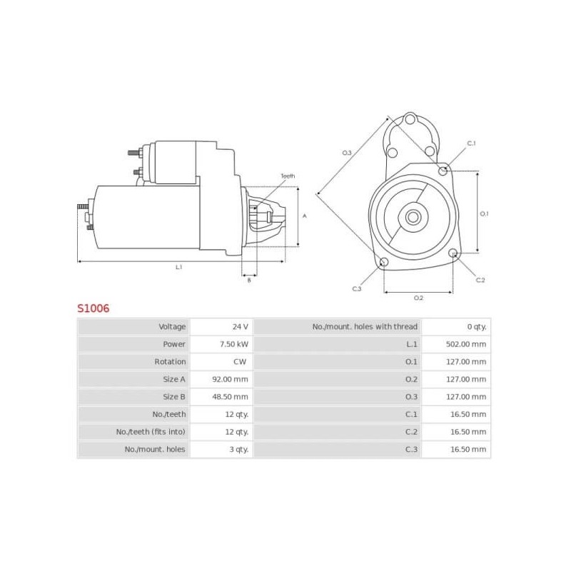 Motor de arranque sustituye3604233RX / 0R2186 / 10461031 / M105R3503SE