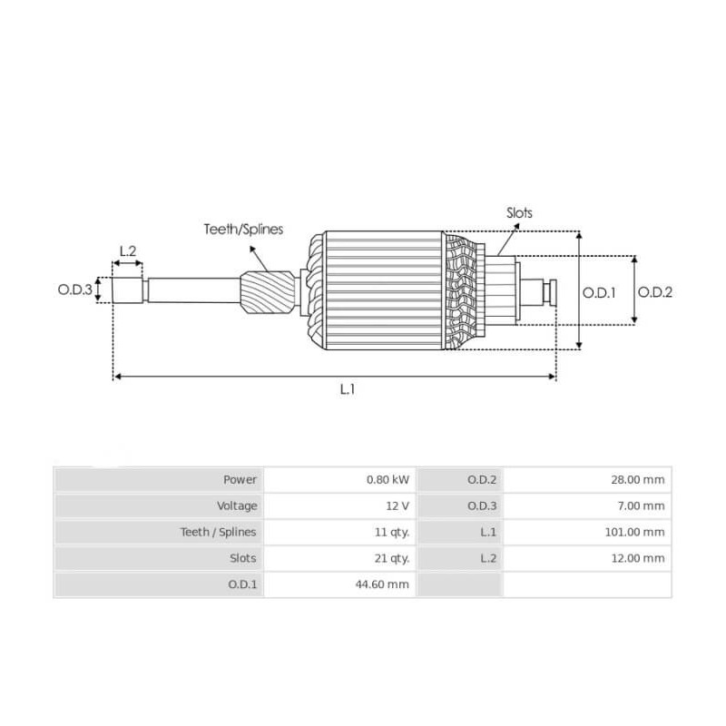 Induit pour démarreur Denso 128000-2680 / 128000-2682 / 128000-5210