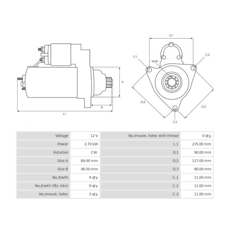 Starter replacing 4712894 / 4713805 for Fiat-Allis / Volvo