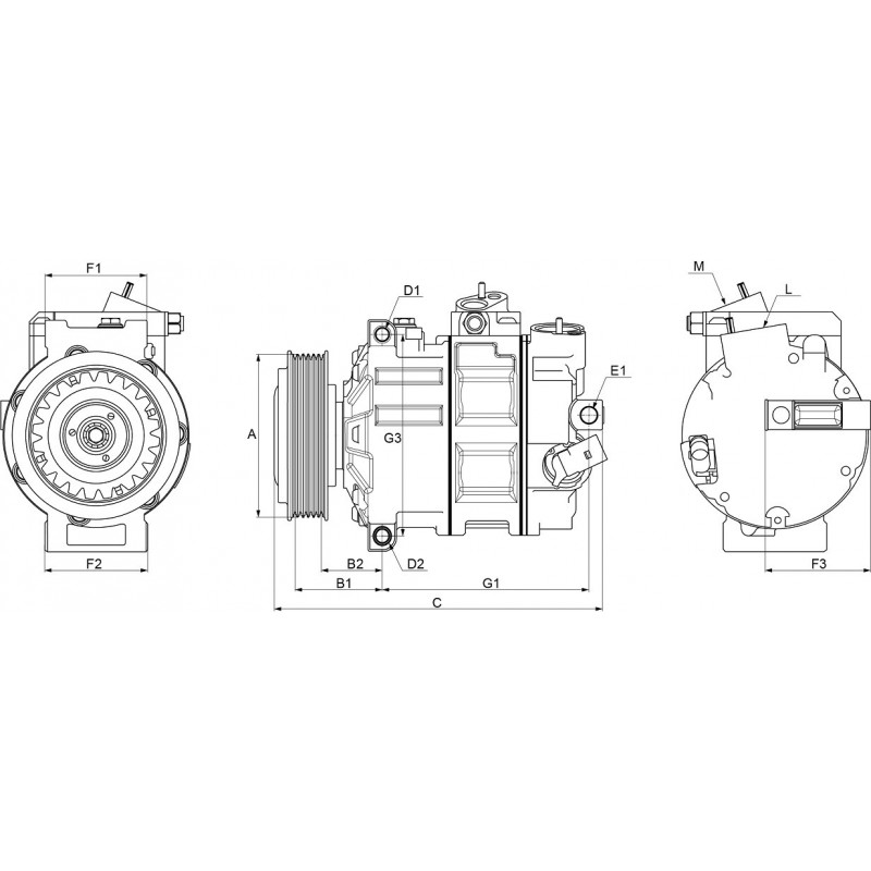 AC compressor replacing Compresseur de climatisation remplace DAC8629512 / 8D0260805P / 447300-6040
