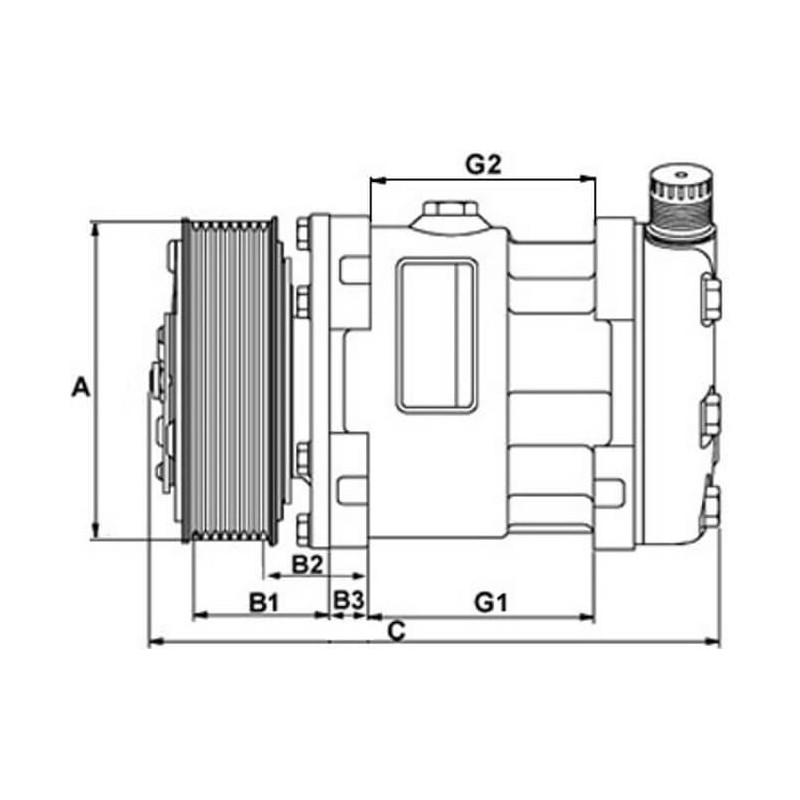 Compresseur de climatisation SANDEN remplace SD6V121460E / SD6V12-1437 
