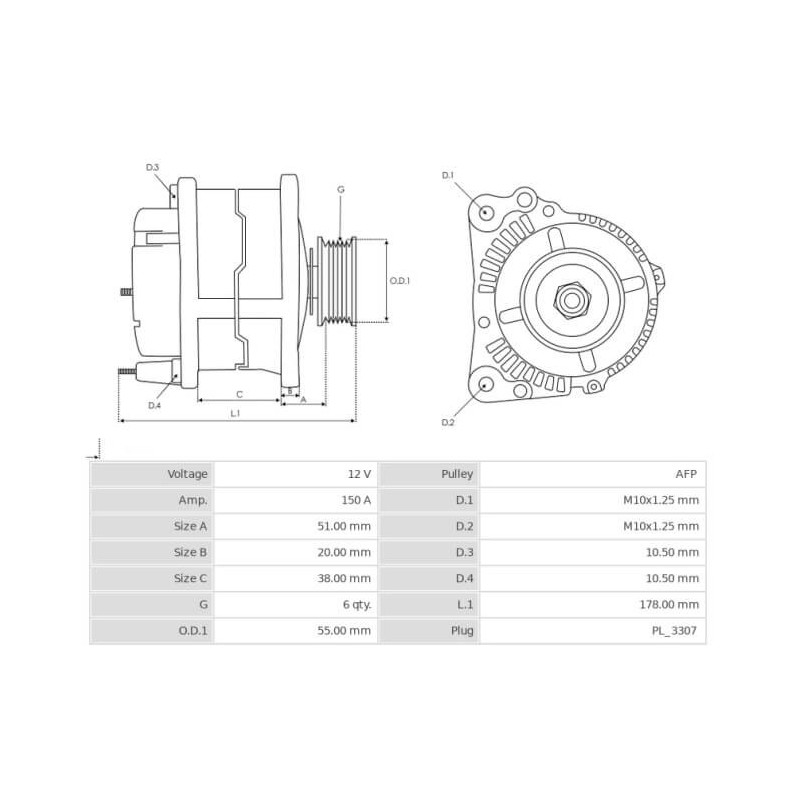 Alternatore sostituisce FG15S029 / 37300-2F000 / 2656070