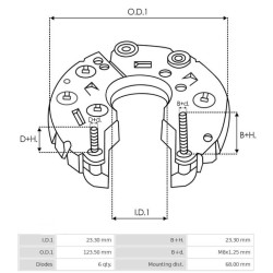 Rectificador para alternador Bosch 0120465003 / 0120465004 / 0120465014