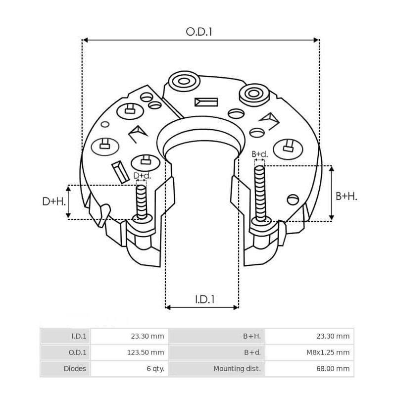 Piastra diodi per alternatore Bosch 0120465003 / 0120465004 / 0120465014