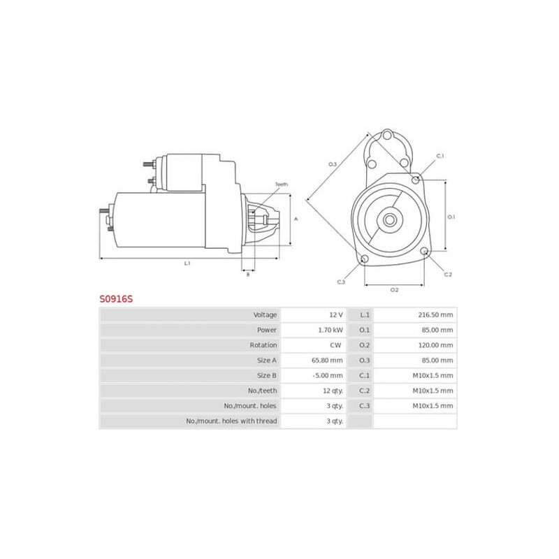 Motor de arranque sustituye0001174608 / 0001174609 / 0001174635