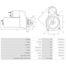 Motorino di avviamento sostituisce Delco remy 1993983 / 1993961 / 1993943
