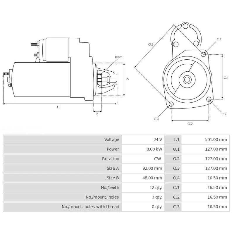 Démarreur NIKKO 0-61000-0390 pour Caterpillar