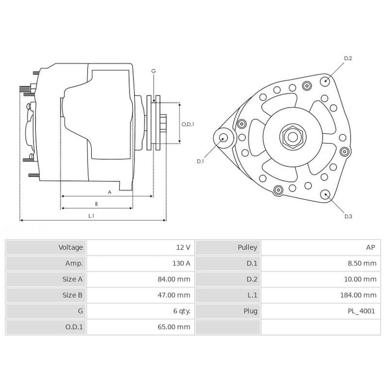 Alternatore sostituisce 104210-3090 / 104210-3091 / 104210-3092