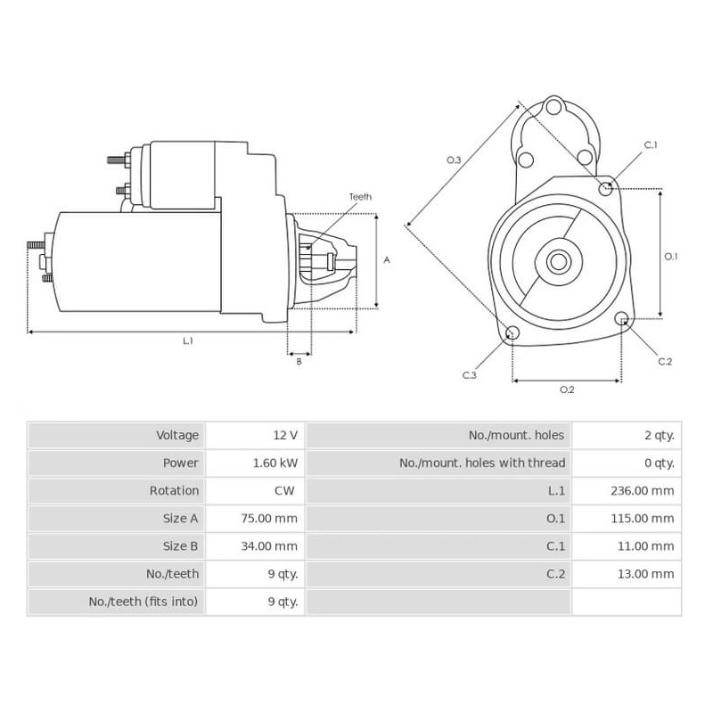 Starter replacing 31200-RAA-A51 / 31200-RAA-A52 for Honda