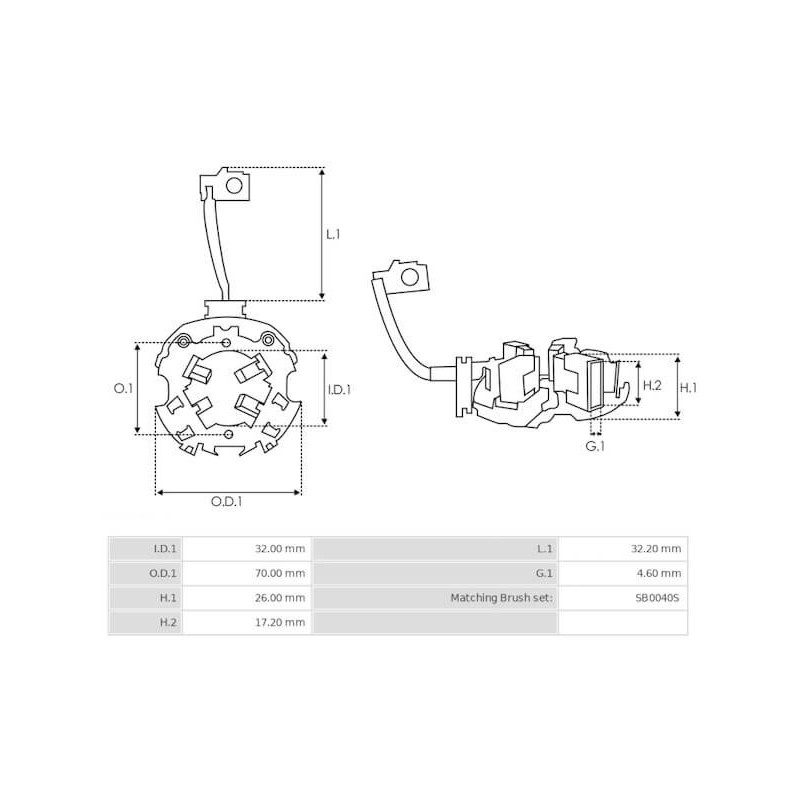 portaescobillas para motor de arranque Bosch 0001174600 / 0001174601