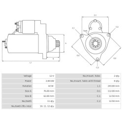 Motor de arranque sustituye0001123038 / 0001123039 / 02M911024