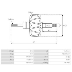 Rotor para alternador Bosch 0120400722 / 0120400838 / 0120400839