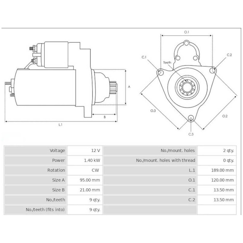 Motorino di avviamento sostituisce 8941702050 / 8941702051 / 8941702052 per il carrello TCM