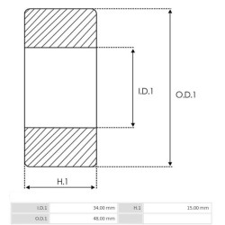 Rodamiento para motor de arranque Bosch 0001410015 / 0001410016