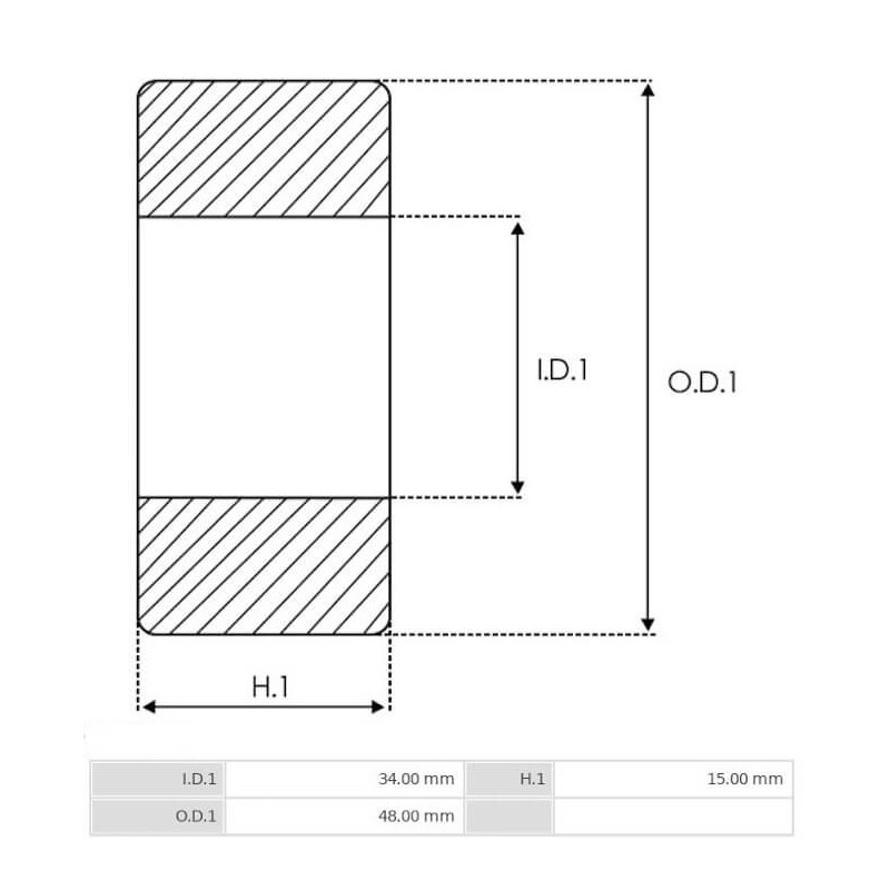 Roulement aiguille pour démarreur Bosch 0001410015 / 0001410016